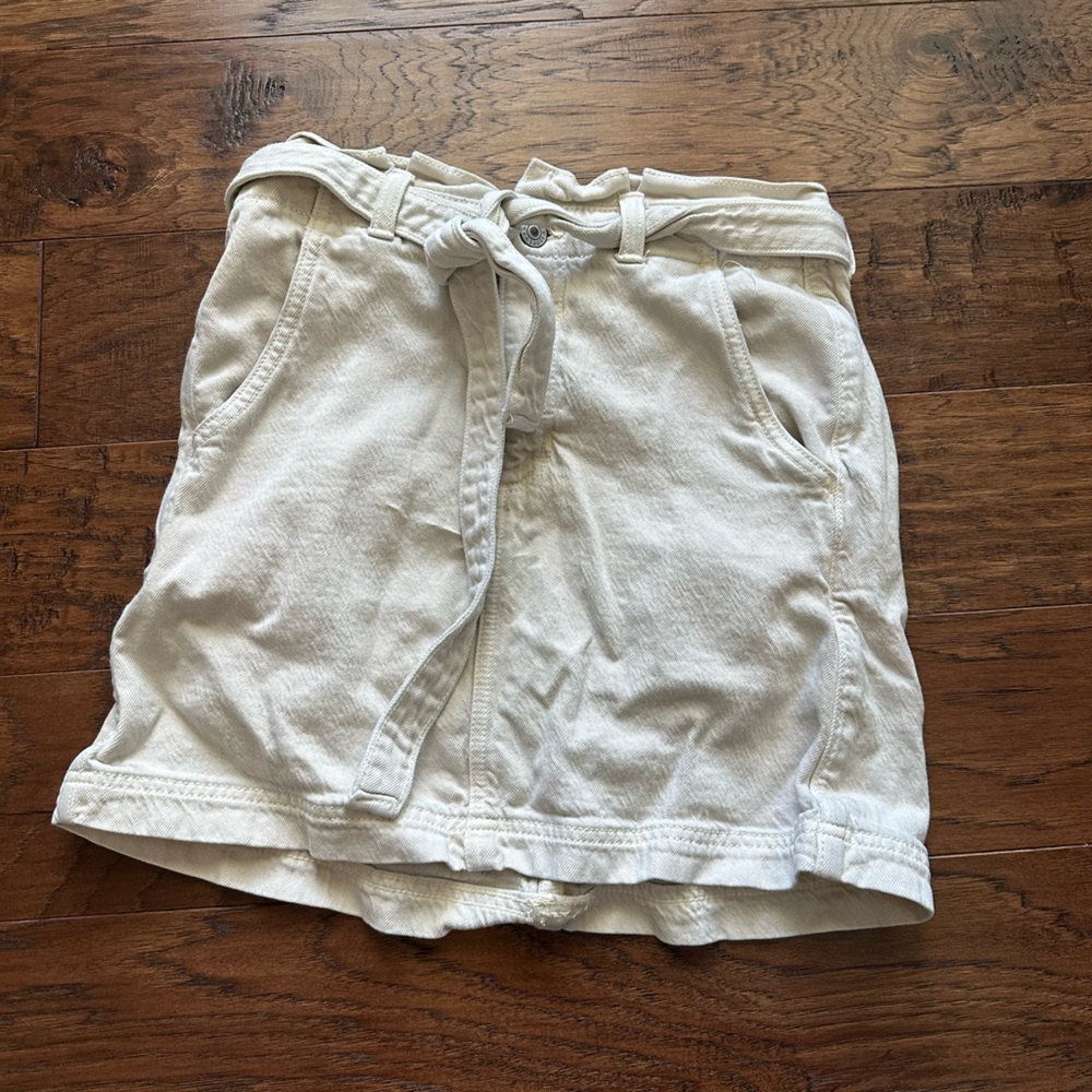 Cream Denim Skirt